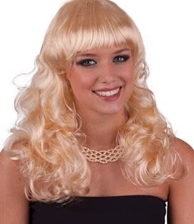 pruik blond gekruld met froufrou