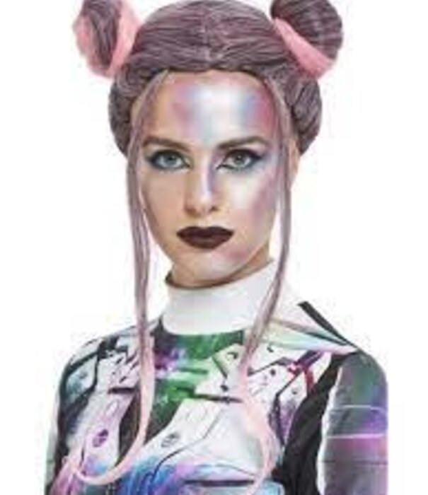 Perruque chignon spatial gris