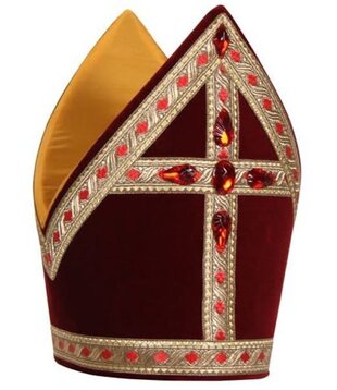 Luxury conical mitre TV, burgundy