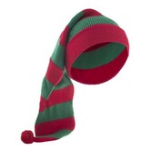 slaapmuts/elfenmuts rood/groen gestreept