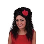 wig long black with red flower