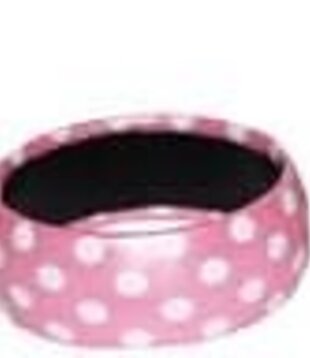 bracelet à pois rose avec boules blanches