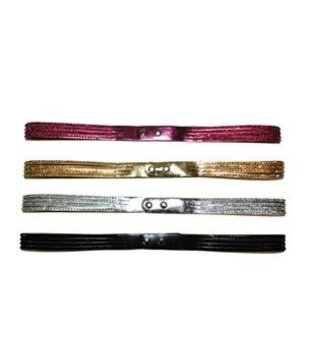 Ceinture étroite à paillettes argentées, dorées, roses OU noires