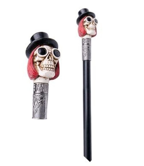 walking stick skull top hat 92cm