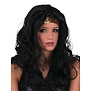 perruque cheveux longs avec bandeau pailleté noir
