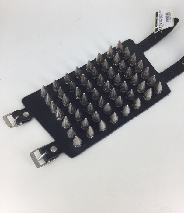 bracelet en cuir avec épingles du milieu (7 rangs)