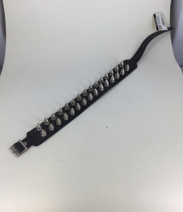 collier en cuir avec épingles petites (2 rangées)