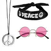 set peace (hoofdband, partybril en ketting)