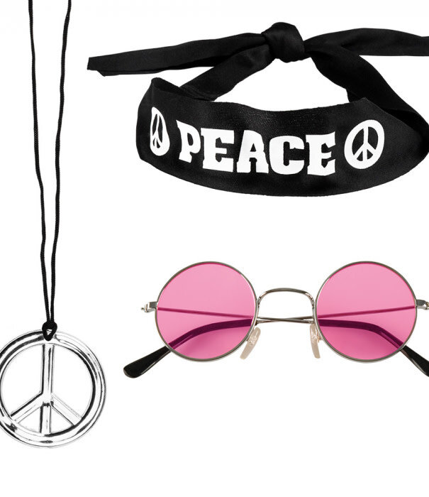 set peace (hoofdband, partybril en ketting)