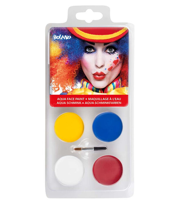 palet clown schmink op waterbasis (4 potjes en applicator)