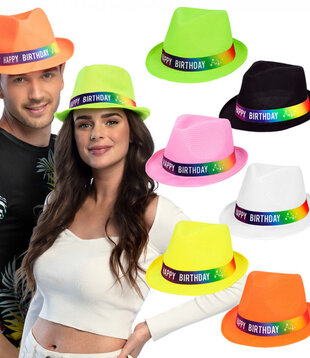 Chapeau Funky 'HAPPY BIRTHDAY' 6 couleurs (1 pièce)