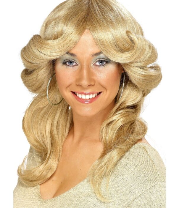 70s flick wig blond