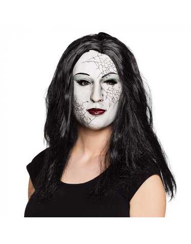 Latex gezichtsmasker Zombiemeisje met haar