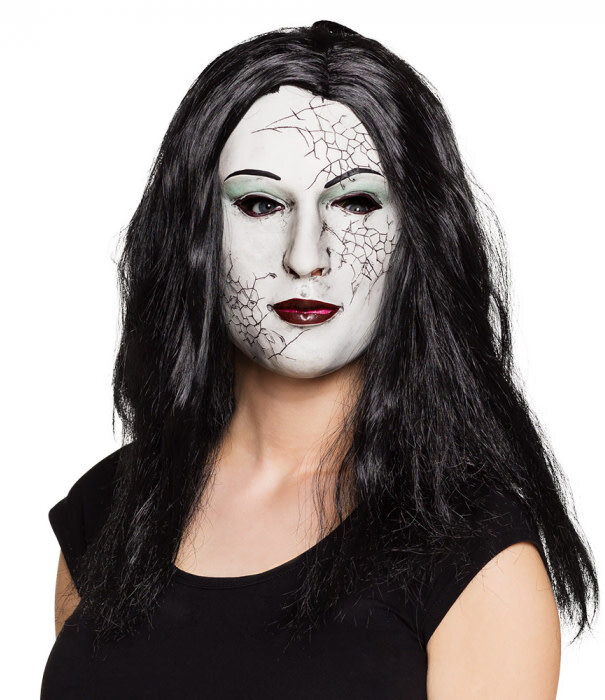 Latex Face Mask Zombie Girl With Hair