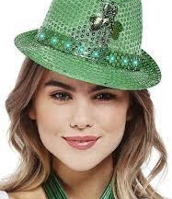 pailletten hoed met licht St Patrick's day