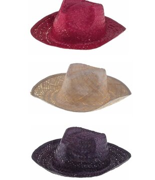 strohoed borsalino rood , donker of blauw (1stuk)