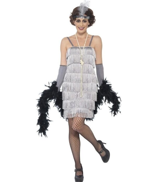 Flapper dress silver + headband