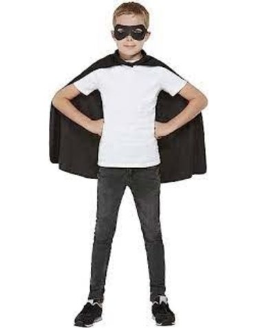 cape zwart met masker