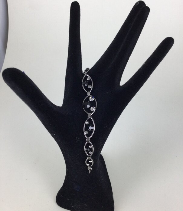 bracelet strass noir argent