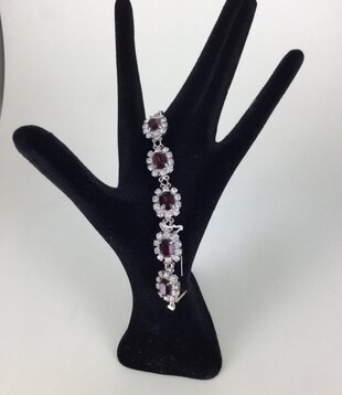 bracelet strass argent/rouge
