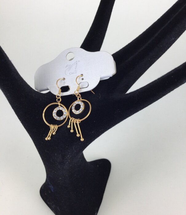 boucles d'oreilles strass or