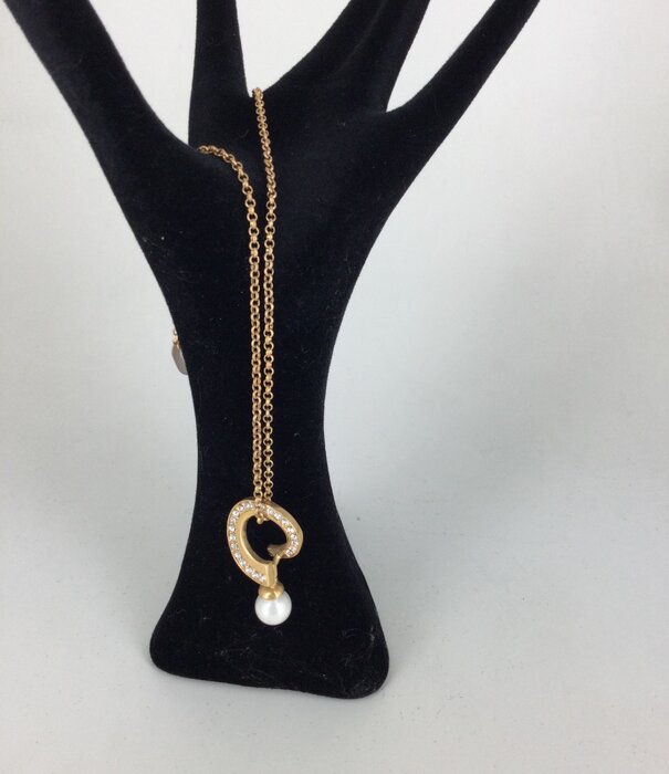 ketting strass parel goud