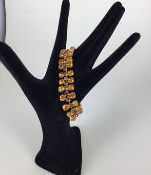 bracelet strass jaune/or