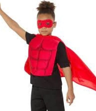 superheld kit (borstplaat, cape en oogmasker) onesize