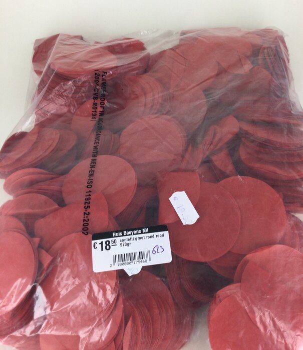 confetti large round red 970gr