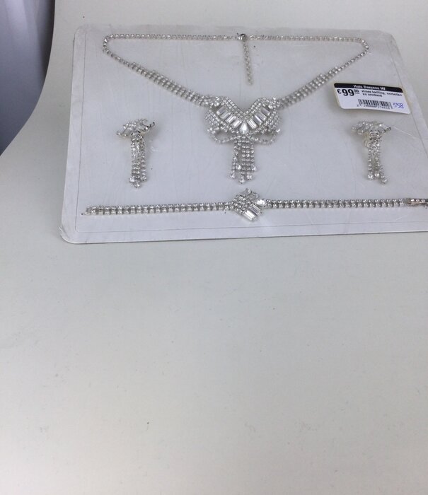 rhinestone necklace, earrings and bracelet