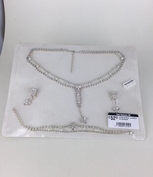 collier, boucles d'oreilles et bracelet en strass