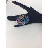bague fleurs strass (extensible)