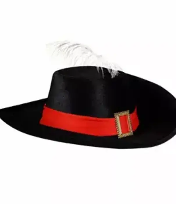 Musketeer hat with feather, Black