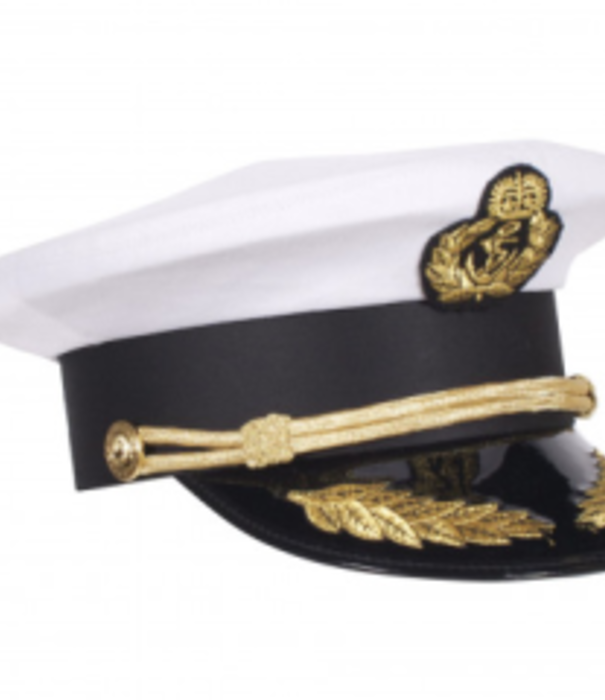 Marine kepie luxe wit pillot/kapitein