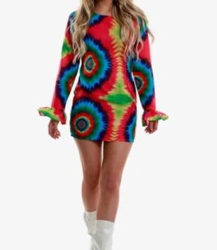 Neon Tie Dye dress / hippie dress