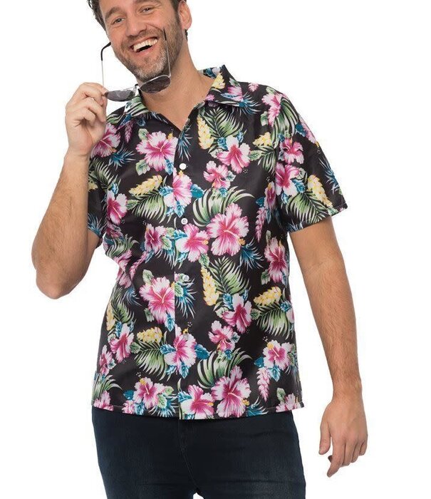 partychimp Hawai hemd deluxe zwart