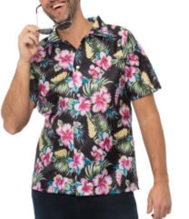 partychimp Hawai hemd deluxe zwart