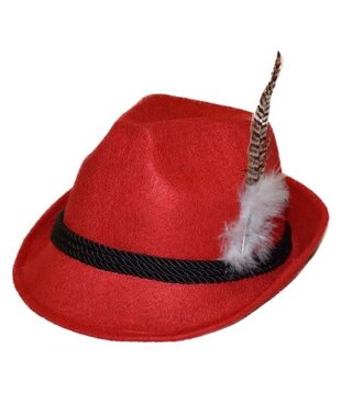 Chapeau tiroler rouge avec panache