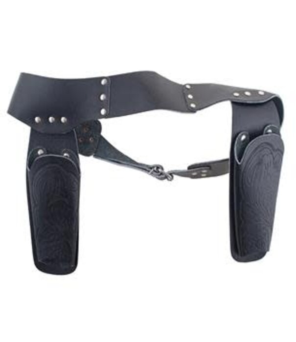 cowboyholster luxe dubbel volwassenen zwart