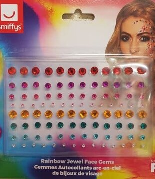 Rainbow face jewellery/diamonds