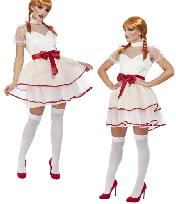 Robe de poupée en porcelaine avec ceinture