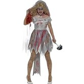 Deluxe zombie bruid  kleedje, sluier en boeket