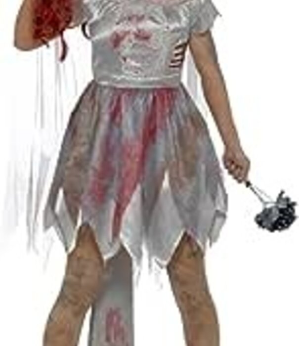 Robe de mariée zombie de luxe, voile et bouquet