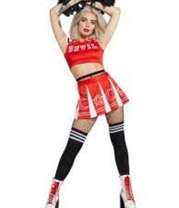 Cheerleader devil (topje, rok, kousen en pompons)