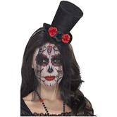 Mini top hat op diadeem day of the dead