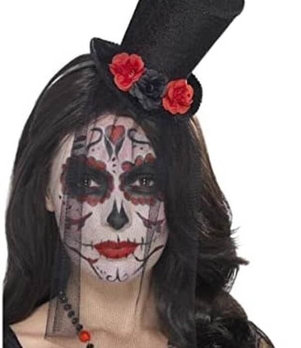 Mini top hat op diadeem day of the dead