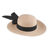 Ladies straw hat with black band