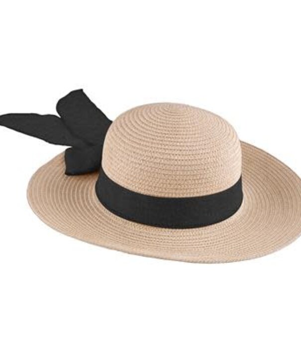 Ladies straw hat with black band