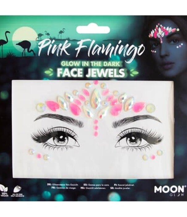 Huis Baeyens Face jewels Pink Flamingo glow in the dark