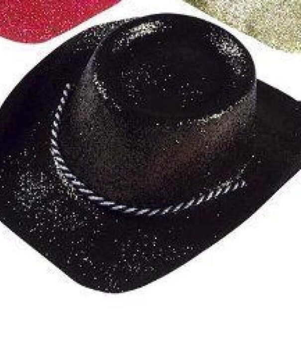 glitter cowboy hoed ZWART